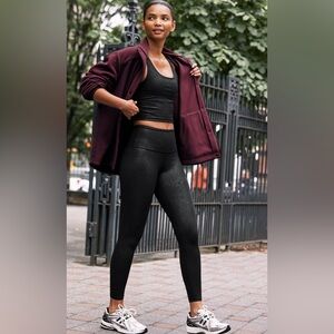 Beyond Yoga Viper Black High Waisted Power Shine Legging Textured Snake-Print
